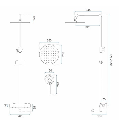 Thermostatic Shower Set REA Lungo White