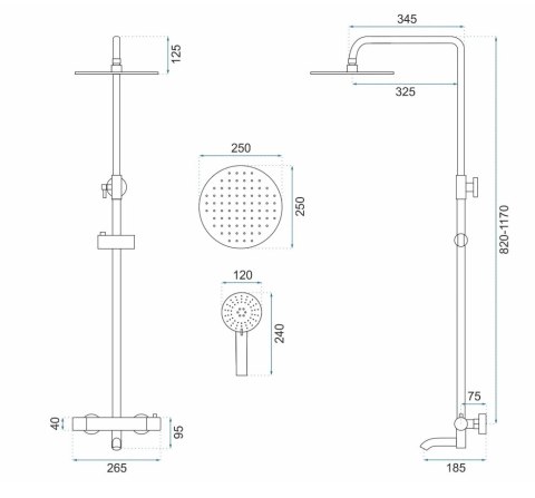 Thermostatic Shower Set REA Lungo Rose Gold