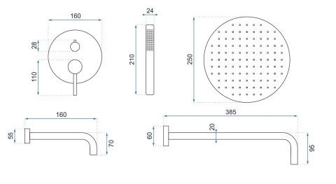 Concealed Bath and Shower Set REA Lungo Chrome + BOX Concealed Bath and Shower Set REA Lungo Chrome + BOX