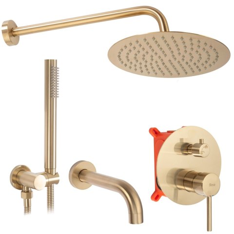 Concealed Bath and Shower Set REA Lungo Brushed Gold + BOX