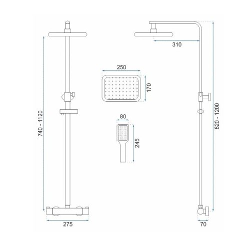 Thermostatic Shower Set REA TOM Chrome