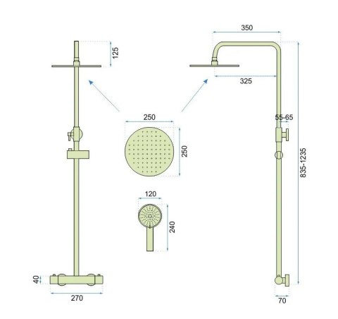 Thermostatic Shower Set REA VINCENT Brushed Gold