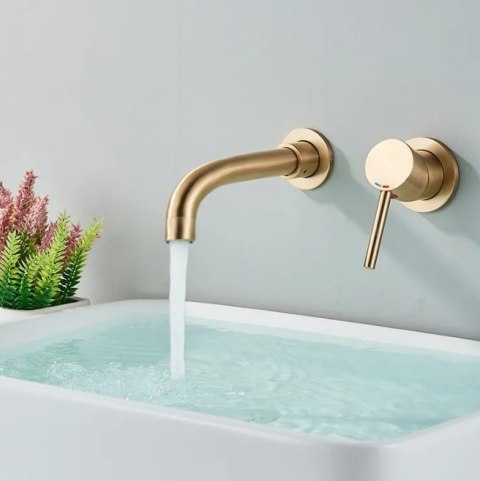 Basin Tap Concealed Lungo Long Brushed Gold + BOX