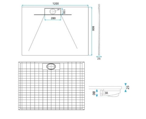 Shower Tray Bazalt Long White 80x120