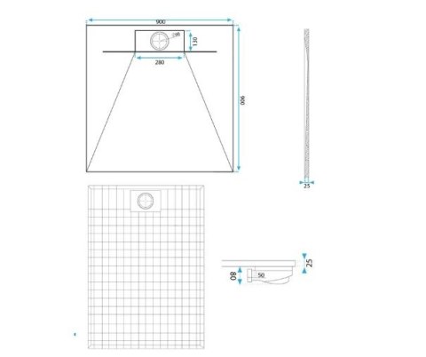Shower Tray Bazalt White 80x120