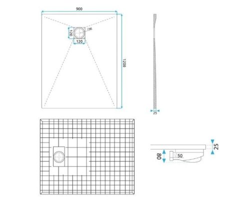 Shower Tray Magnum Black 90x90