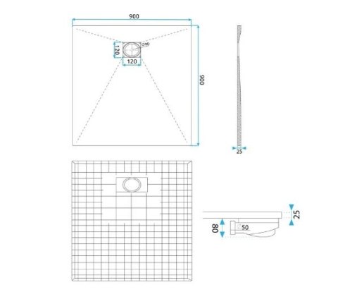 Shower Tray Magnum White 80x100