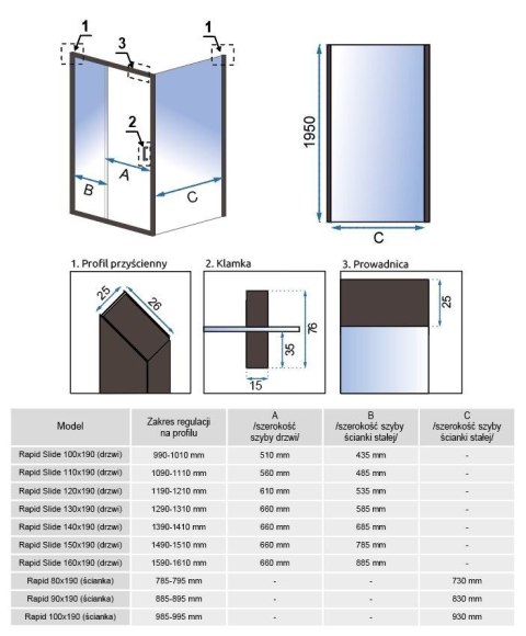 Shower Door Rapid Slide Gold 150 Shower Door Rapid Slide Gold 150