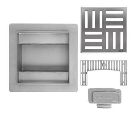 Linear Drain REA CROSS Brushed Steel 12x12