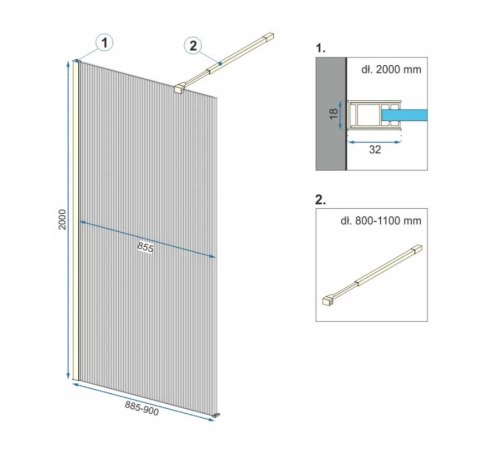Shower Wall Aero Intimo Black 120