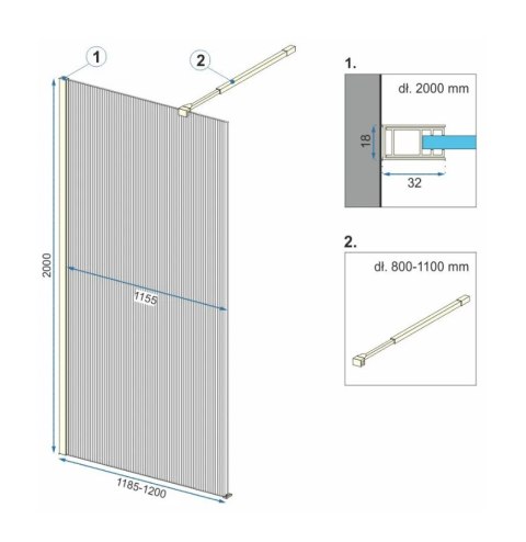 Shower Wall Aero Intimo Black 120