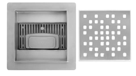 Linear Drain REA DOTS Brushed Steel 12x12
