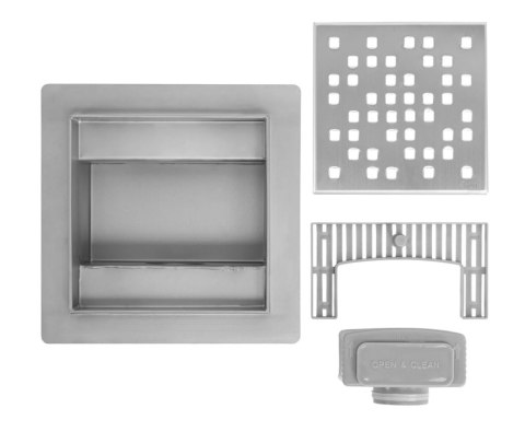 Linear Drain REA DOTS Brushed Steel 12x12