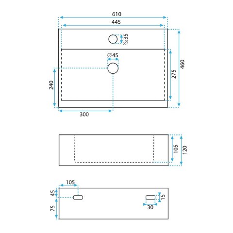 Countertop Basin Rea Alison 60 Countertop Basin Rea Alison 60