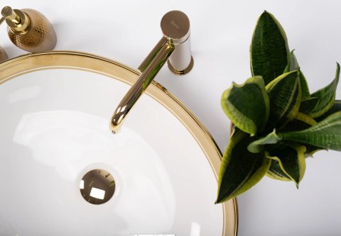 Countertop Basin Rea Margot White/Gold