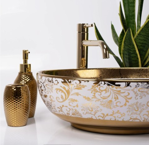 Countertop Basin Rea Margot White/Gold