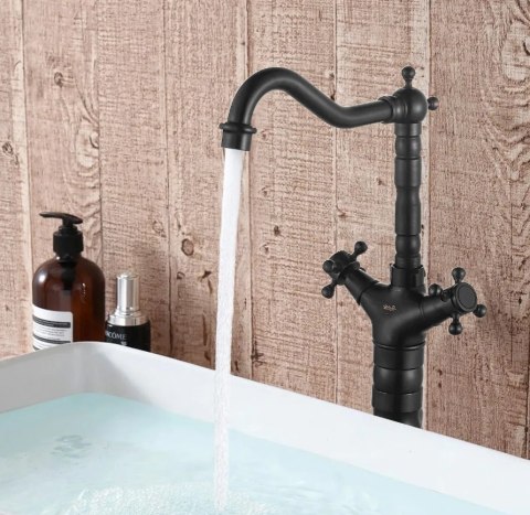 Basin Tap Rustico Black Distressed High