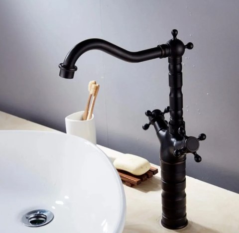 Basin Tap Rustico Black Distressed High