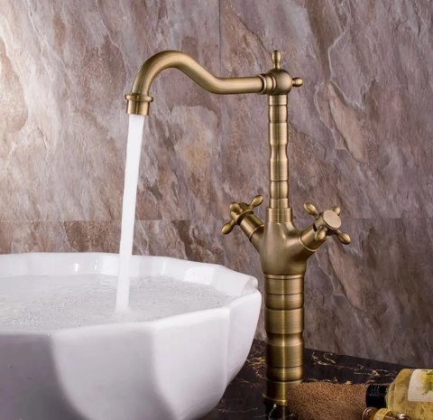 Basin Tap Rustico Antique Gold Tall