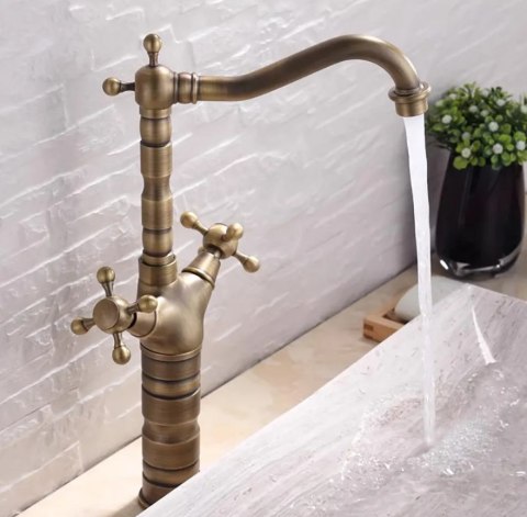 Basin Tap Rustico Antique Gold Tall