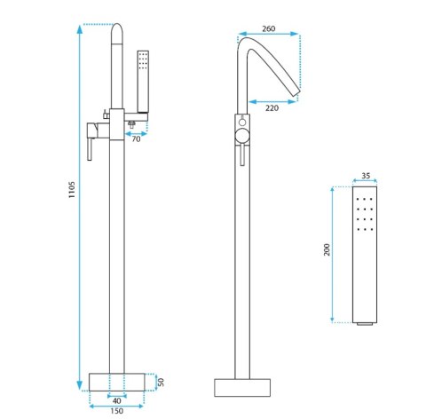 Bath Tap Floor-mounted Aras Chrome