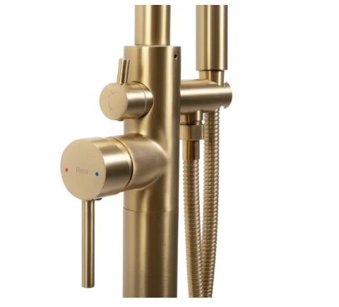 Bath Tap Floor-mounted Aras Brushed Gold