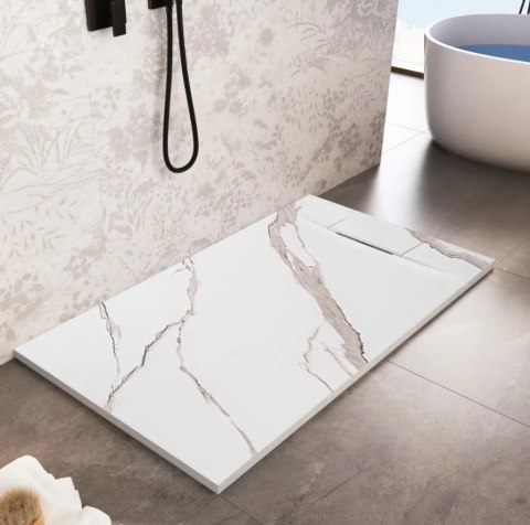 Shower Tray Bazalt Carrara White 80x100