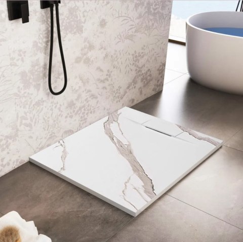 Shower Tray Bazalt Carrara White 80x100