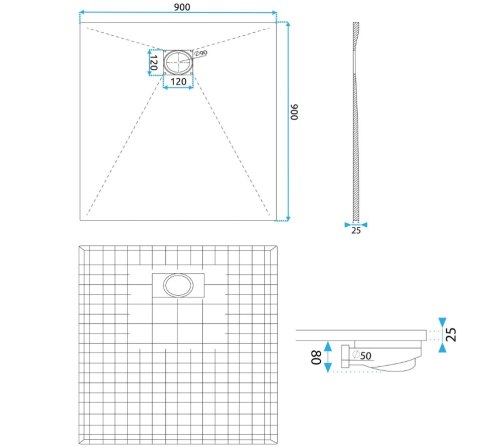 Shower Tray Magnum Grey 80x100