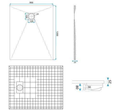 Shower Tray Magnum Grey 80x100