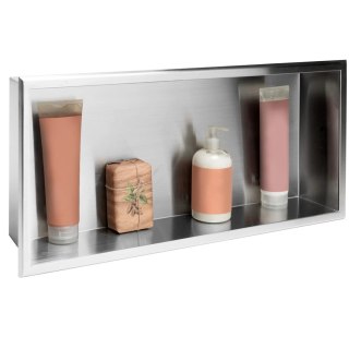 Bathroom Recessed Niche Shelf 03 30x60 Brushed Steel