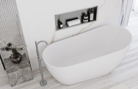 Bathroom Recessed Niche Shelf 03 30x60 Brushed Steel