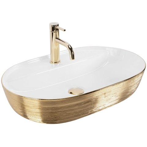 Countertop Basin Rea Aura 61 Brush Gold/White Countertop Basin Rea Aura 61 Brush Gold/White