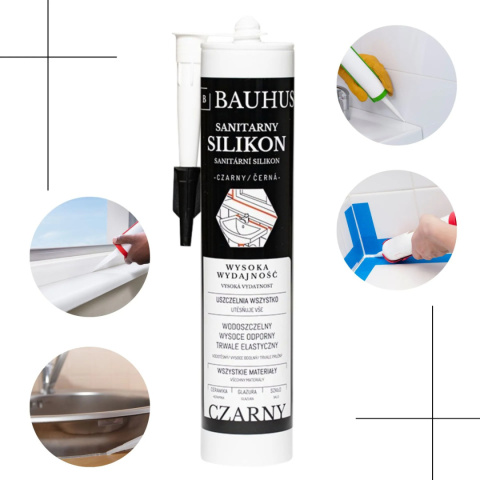 Set: 12x Black Sanitary Silicone + 18:1 Caulking Gun Set: 12x Black Sanitary Silicone + 18:1 Caulking Gun