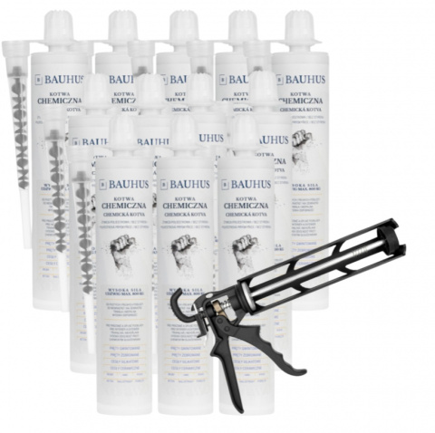 Set: 12x Chemical Anchor Resin with Mixer + HARD Caulking Gun Set: 12x Chemical Anchor Resin with Mixer + HARD Caulking Gun