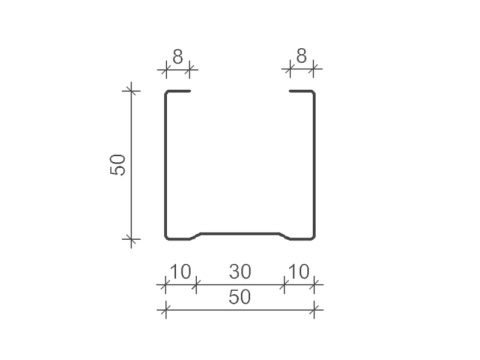C Stud 50mm , Length: 2600mm - 0.50 Gauge C Stud 50mm , Length: 2600mm - 0.50 Gauge