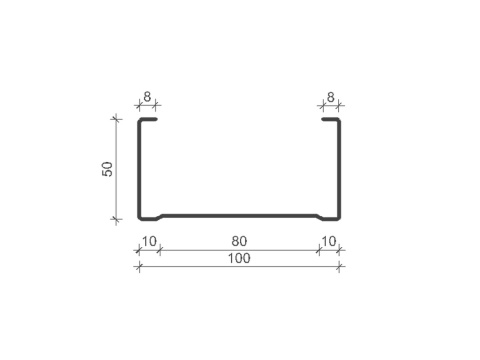 C Stud 100mm , Length: 2600mm - 0.50 Gauge