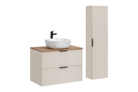 Adel Cashmere Complete Bathroom Set - 80cm Vanity with Smile Countertop Basin and Tall Cabinet Adel Cashmere Complete Bathroom Set - 80cm Vanity with Smile Countertop Basin and Tall Cabinet