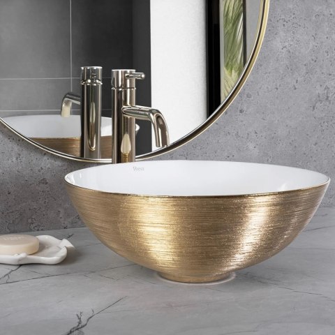 Countertop Basin Rea Stella Brush Gold/White