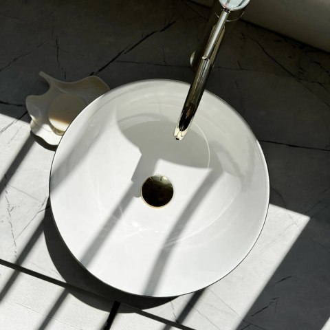 Countertop Basin Rea Stella Brush Gold/White