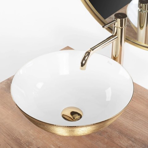 Countertop Basin Rea Stella Brush Gold/White