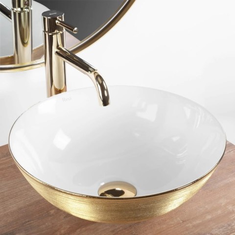 Countertop Basin Rea Stella Brush Gold/White