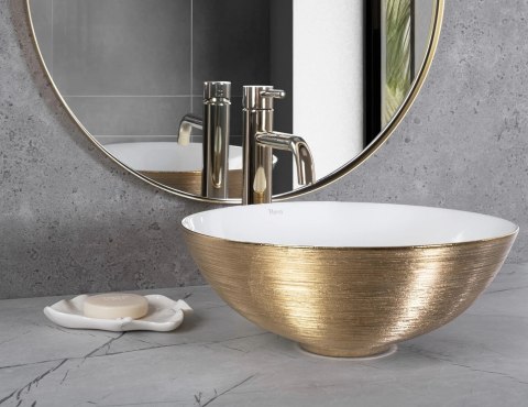 Countertop Basin Rea Stella Brush Gold/White