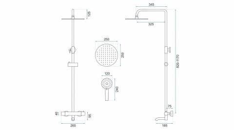 Thermostatic Shower Set REA Lungo Black Thermostatic Shower Set REA Lungo Black