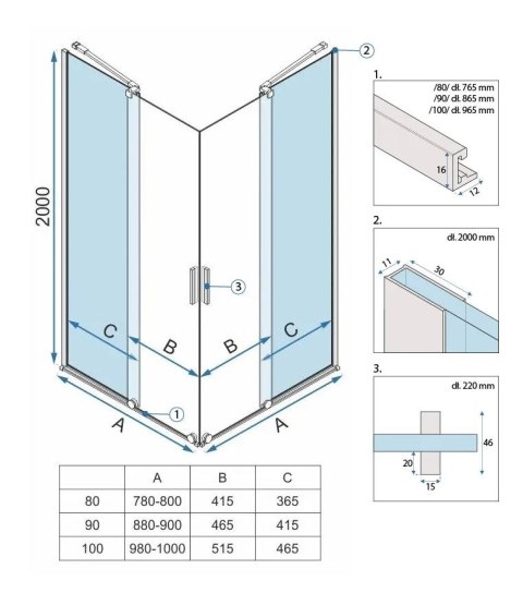Shower Enclosure Montana Brush Gold 90x90