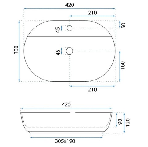 Countertop Basin Rea Aura 42