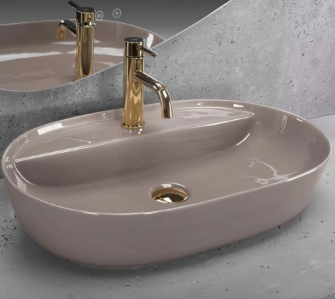 Countertop Basin Rea Aura 61 Beige Shiny Countertop Basin Rea Aura 61 Beige Shiny