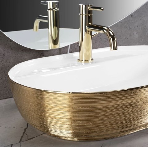 Countertop Basin Rea Aura 61 Brush Gold/White Countertop Basin Rea Aura 61 Brush Gold/White