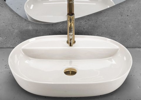 Countertop Basin Rea Aura 61 Ecru Shiny Countertop Basin Rea Aura 61 Ecru Shiny