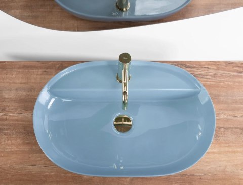 Countertop Basin Rea Aura 61 Light Blue Shiny Countertop Basin Rea Aura 61 Light Blue Shiny